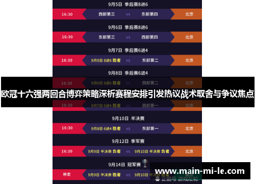 欧冠十六强两回合博弈策略深析赛程安排引发热议战术取舍与争议焦点